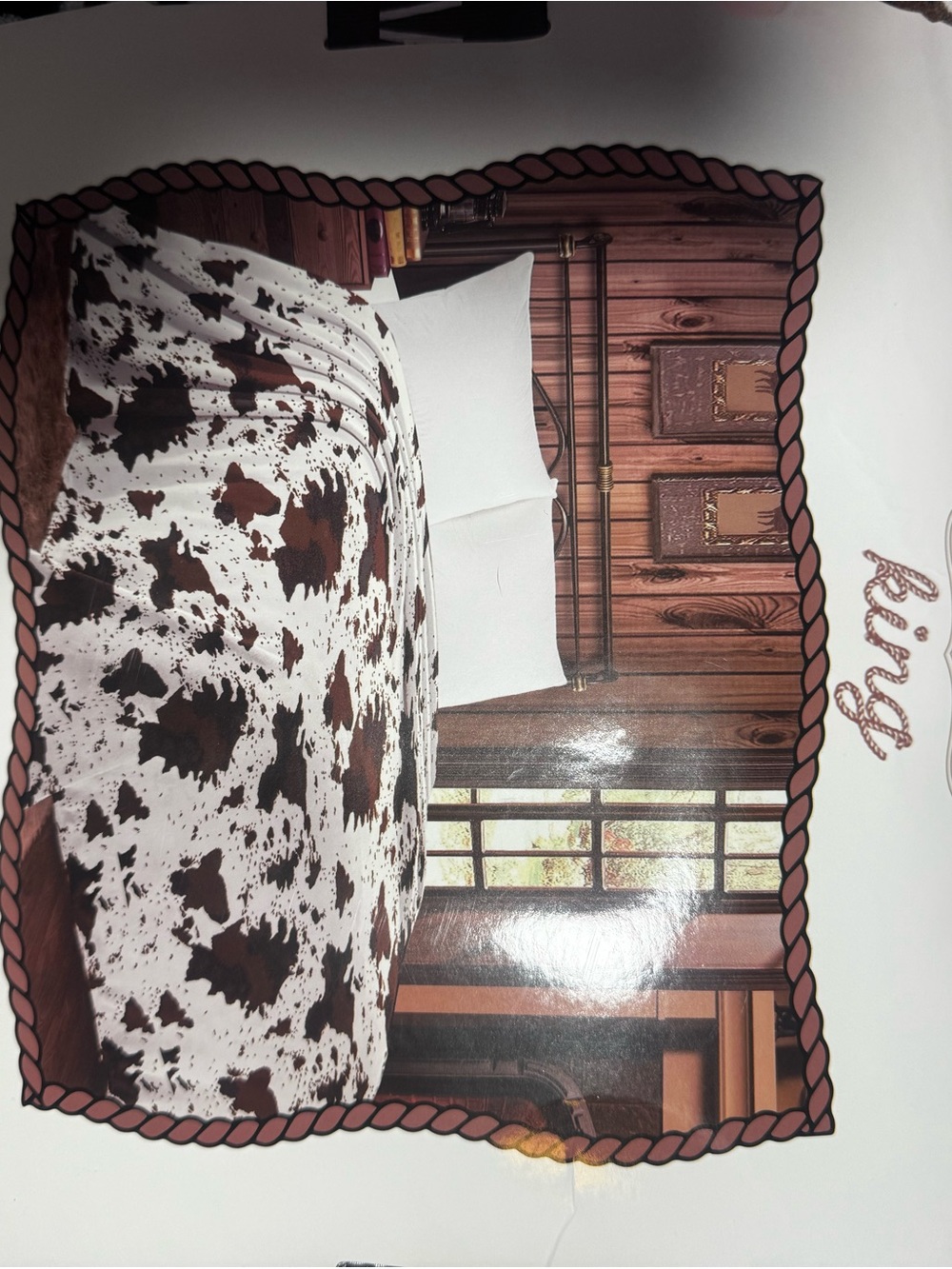 MIA Brown and White Cowhide Print Comforter